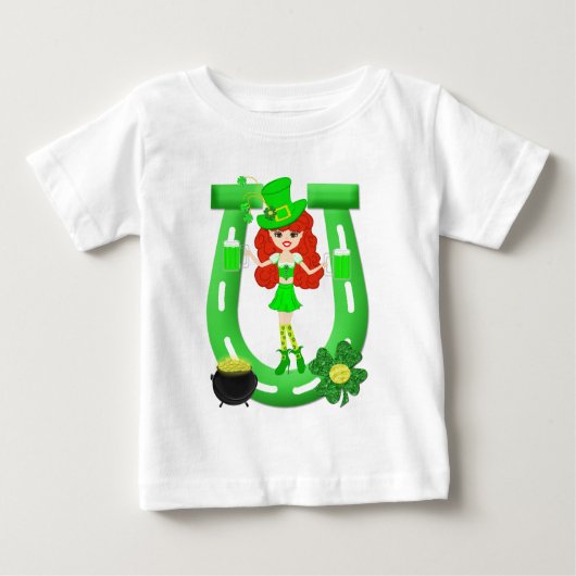 St Pat's Day Redhead Girl Leprechaun Baby T-shirt (Vorderseite)