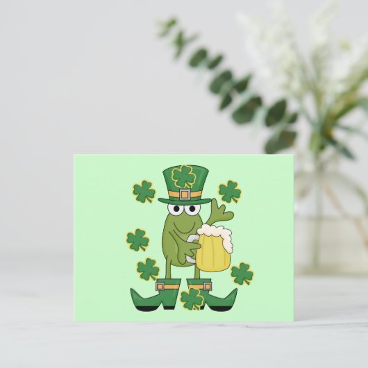 St. Pats Frog mit Bier T - Shirt und Geschenken Postkarte (Stehend Vorderseite)