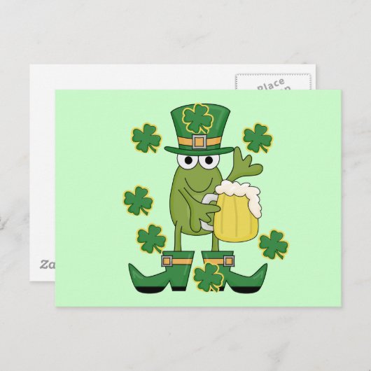 St. Pats Frog mit Bier T - Shirt und Geschenken Postkarte (Vorne/Hinten)