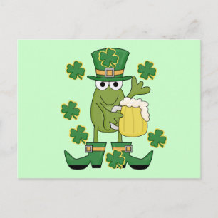 St. Pats Frog mit Bier T - Shirt und Geschenken Postkarte