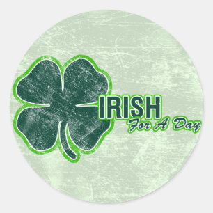 St Pats "Irish For A Day" Kleeblatt Grunge Sticker