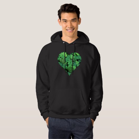 St. Patties Day Green Kleeblatt Irische Herzen Hoodie (Vorne ganz)