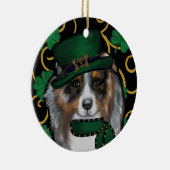 St. Patty Australian Shepherd Keramik Ornament (Rechts)