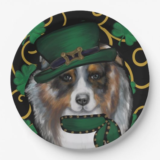 St. Patty Australian Shepherd Pappteller (Vorderseite)