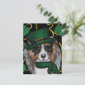St. Patty Australian Shepherd Postkarte (Stehend Vorderseite)