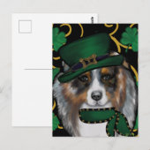 St. Patty Australian Shepherd Postkarte (Vorne/Hinten)