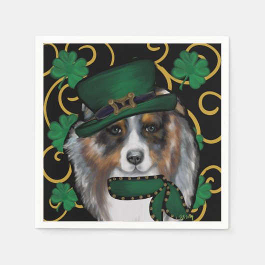 St. Patty Australian Shepherd Serviette (Vorderseite)