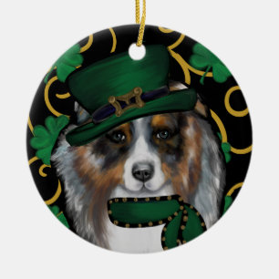 St. Patty Australischer Schäferhund Keramik Ornament
