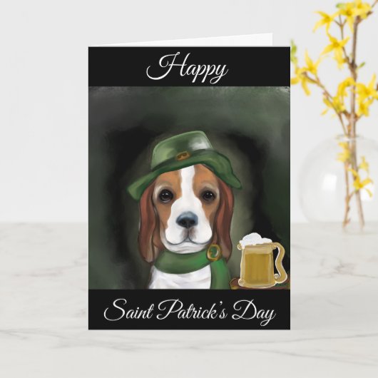 St. Patty Beagle Dog Karte (Gelbe Blume)