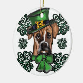 St. Patty Boxer Dog Keramik Ornament (Links)