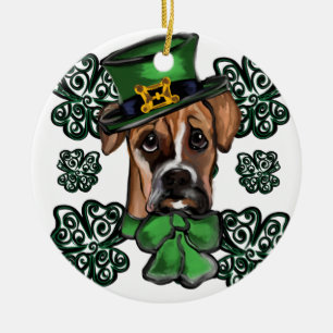 St. Patty Boxer Hund Keramik Ornament