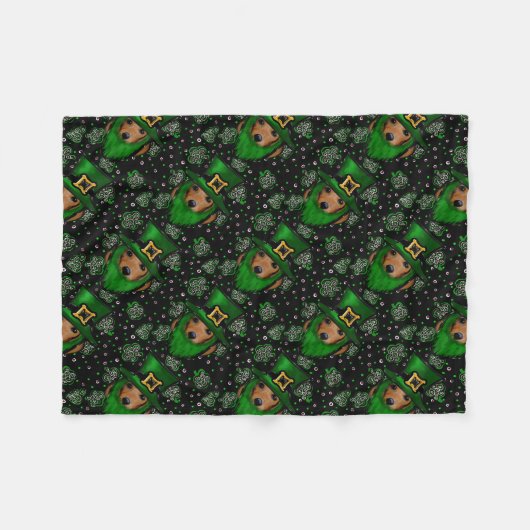 St. Patty Dackel Art Design Fleecedecke (Vorderseite (Horizontal))