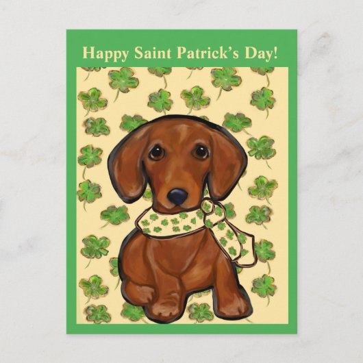 St.Patty-Dackel Postkarte (Vorderseite)