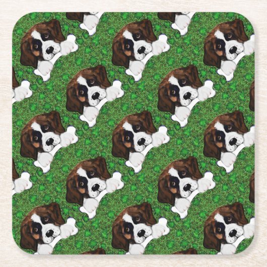 St Patty Saint Bernard Rechteckiger Pappuntersetzer (Vorderseite)