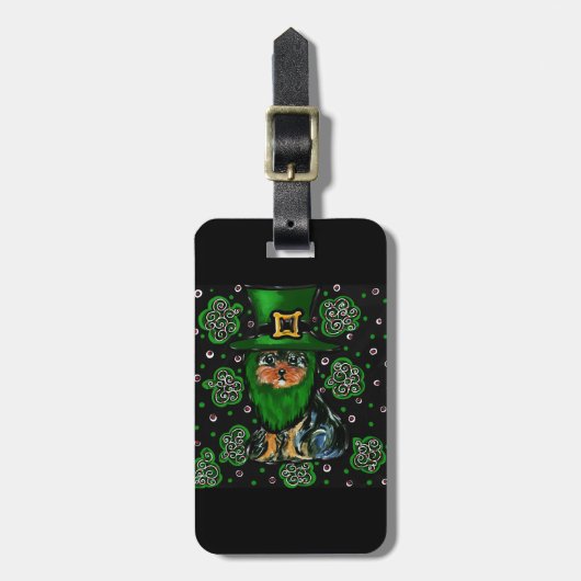 St. Patty Yorkie Poo Gepäckanhänger (Vorderseite vertikal)