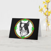 St. Pattys Boston-Terrier Karte (Gelbe Blume)