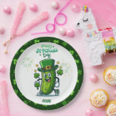 St. Patty's Day-Einlegegurken-Comicfigur Pappteller (Party)