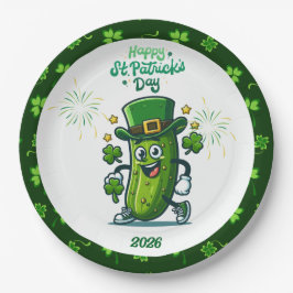 St. Patty's Day-Einlegegurken-Comicfigur Pappteller