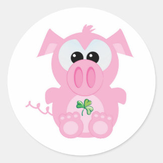 St. Pattys Day Goofkins piggy Runder Aufkleber