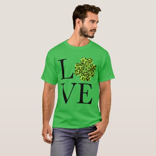 St. Patty's Day Green cheetah Leopard Kleeblatt T-Shirt (Vorne ganz)