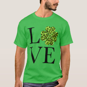 St. Patty's Day Green cheetah Leopard Kleeblatt T-Shirt