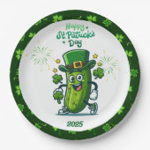 St Patty's Day Pickle Cartoon Charakter Pappteller (Vorderseite)