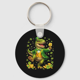 St Pattys Dinosaur im Smoking irischer Heiliger Pa Schlüsselanhänger