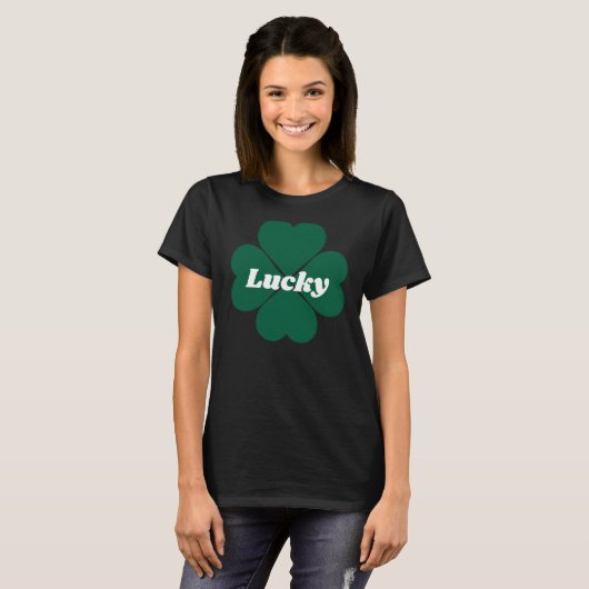 St. Patty's Kleeblatts | T - Shirt mit grünem Glüc (Vorne ganz)