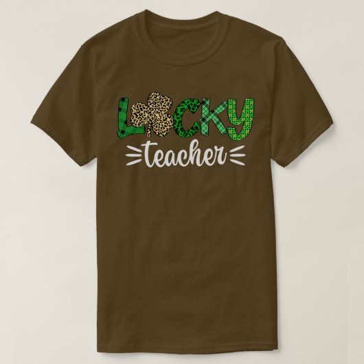 St Pattys Leopard Kleeblatt Lucky Teacher St Patri T-Shirt (Design vorne)