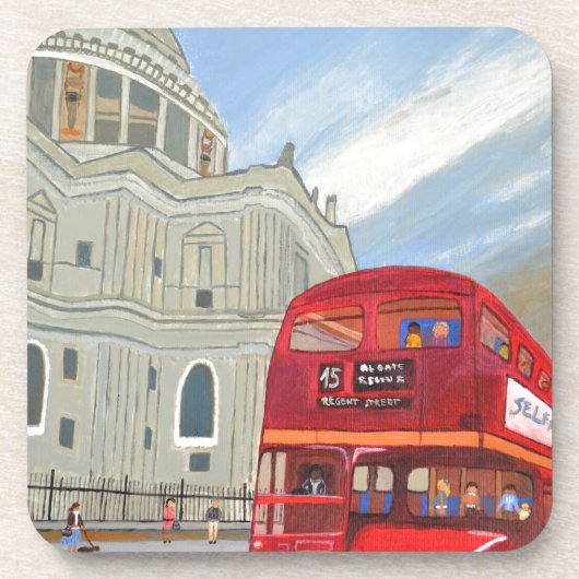 St. Paul Cathedral und London Bus Untersetzer (Vorderseite)