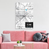 St Paul City Map + Ort markieren Leinwanddruck (Insitu (Wohnzimmer))