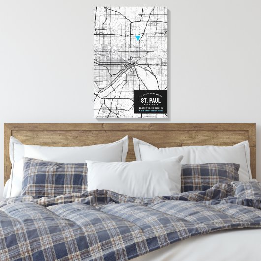 St Paul City Map + Ort markieren Leinwanddruck (Insitu (Schlafzimmer))