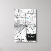 St Paul City Map + Ort markieren Leinwanddruck (Vorderseite)