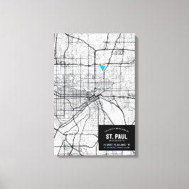 St Paul City Map + Ort markieren Leinwanddruck
