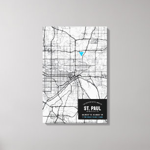 St Paul City Map + Ort markieren Leinwanddruck