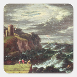 St Paul, das in Malta ankommt Quadratischer Aufkleber