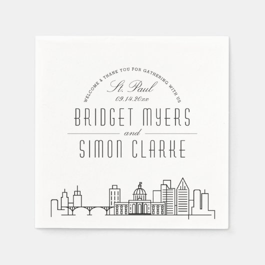 St. Paul Deko Skyline | Hochzeitsveranstaltung Serviette (Vorderseite)