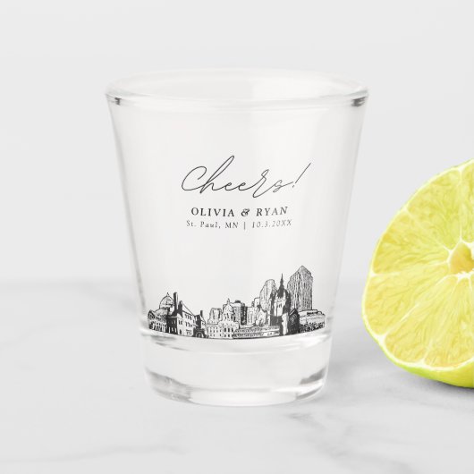 St. Paul Gastgeschenk Hochzeit Personalisiert Chee Schnapsglas (Vorderseite)