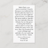 St. Paul individuell anpassbare Gebetskarte Telefonnummerkarte (Rückseite)