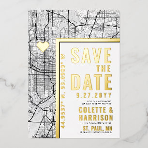 St. Paul Love Locator Hochzeit Save the Date Folieneinladung