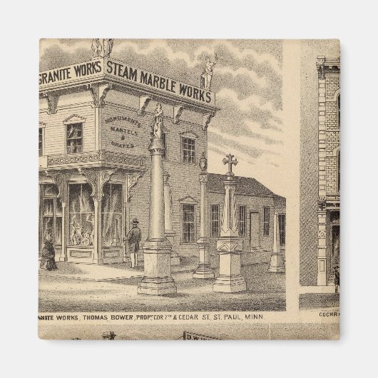 St. Paul, Minneapolis, Minnesota Lithograph Map Magnet (Vorne)
