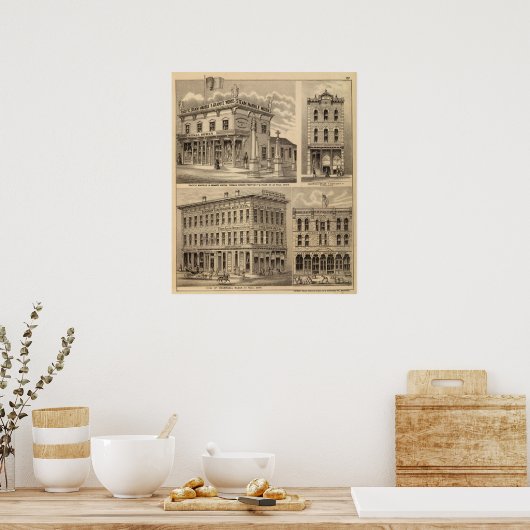 St. Paul, Minneapolis, Minnesota Lithograph Map Poster (Küche)