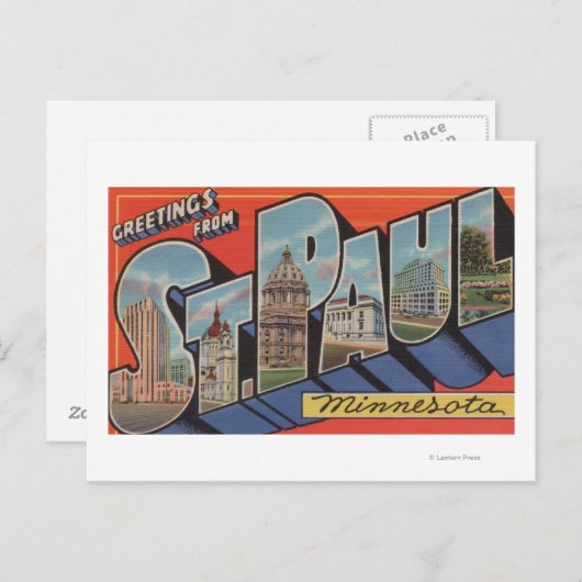 St. Paul, Minnesota - Große Buchstabenszenen Postkarte (Vorne/Hinten)