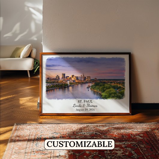 St. Paul Minnesota Poster, Aquarell, Maßgeschneide Poster