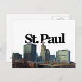 St. Paul, Minnisota Skyline w/ St. Paul im Himmel Postkarte (Vorne/Hinten)