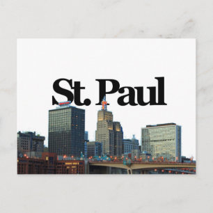 St. Paul, Minnisota Skyline w/ St. Paul im Himmel Postkarte