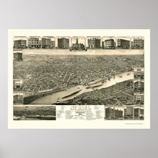 St. Paul, MN Panorama Karte - 1883 Poster (Vorne)