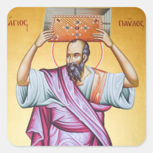 St. Paul Orthodoxe christliche Ikone Quadratischer Aufkleber