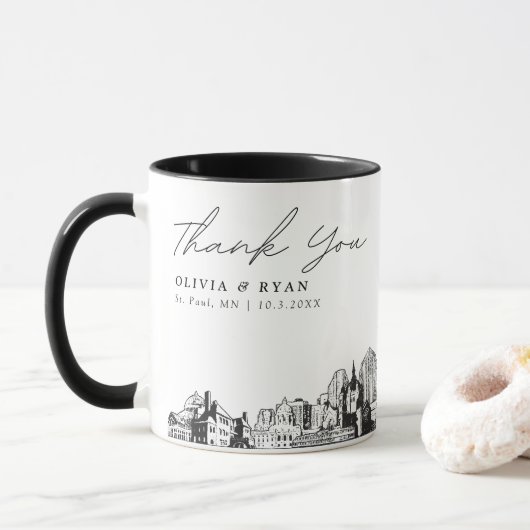 St. Paul Sketch Simple Custom Wedding Coffee Tasse (Mit Donut)