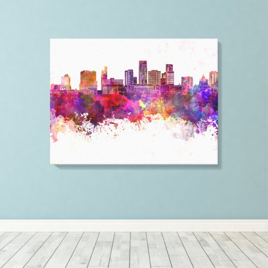 St. Paul Skyline im Aquarellhintergrund Leinwanddruck (Insitu (Holzboden))